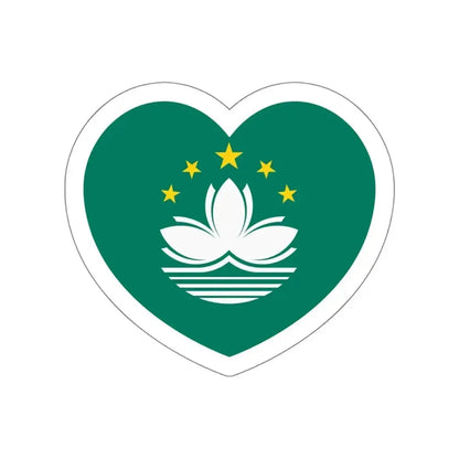 Heart Flag of Macau - STICKER Vinyl Die-Cut Decal White Die-Cut 5 Inch - The Sticker Space