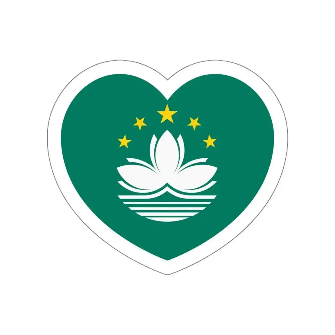 Heart Flag of Macau - STICKER Vinyl Die-Cut Decal White Die-Cut 6 Inch - The Sticker Space