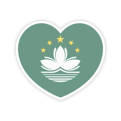 Heart Flag of Macau - STICKER Vinyl Kiss-Cut Decal 2 Inch Transparent - The Sticker Space