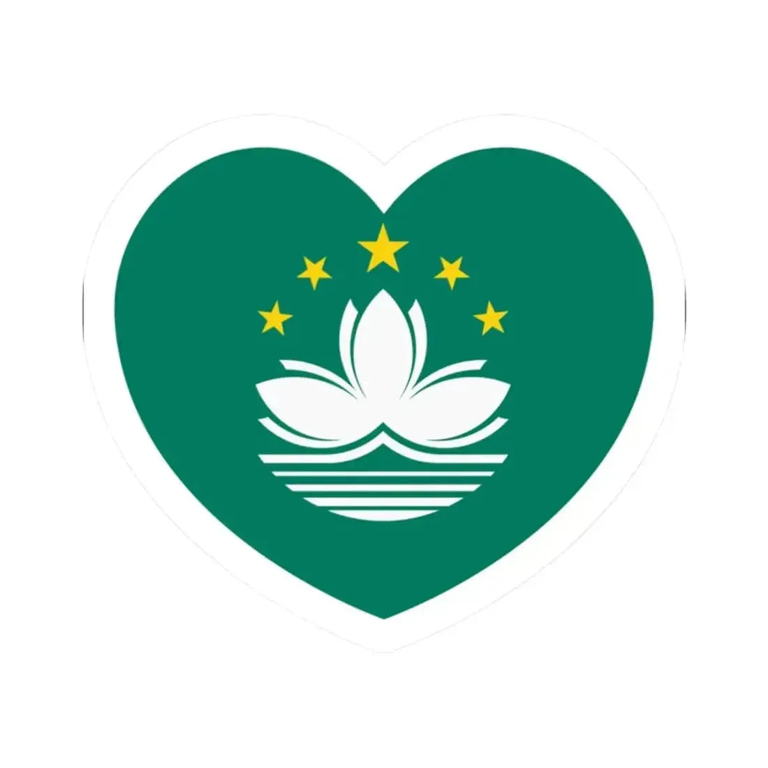 Heart Flag of Macau - STICKER Vinyl Kiss-Cut Decal 2 Inch White - The Sticker Space
