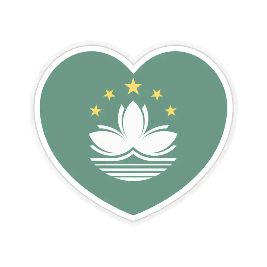 Heart Flag of Macau - STICKER Vinyl Kiss-Cut Decal 3 Inch Transparent - The Sticker Space