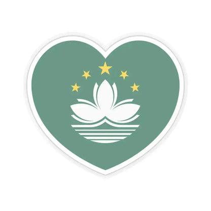 Heart Flag of Macau - STICKER Vinyl Kiss-Cut Decal 3 Inch Transparent - The Sticker Space
