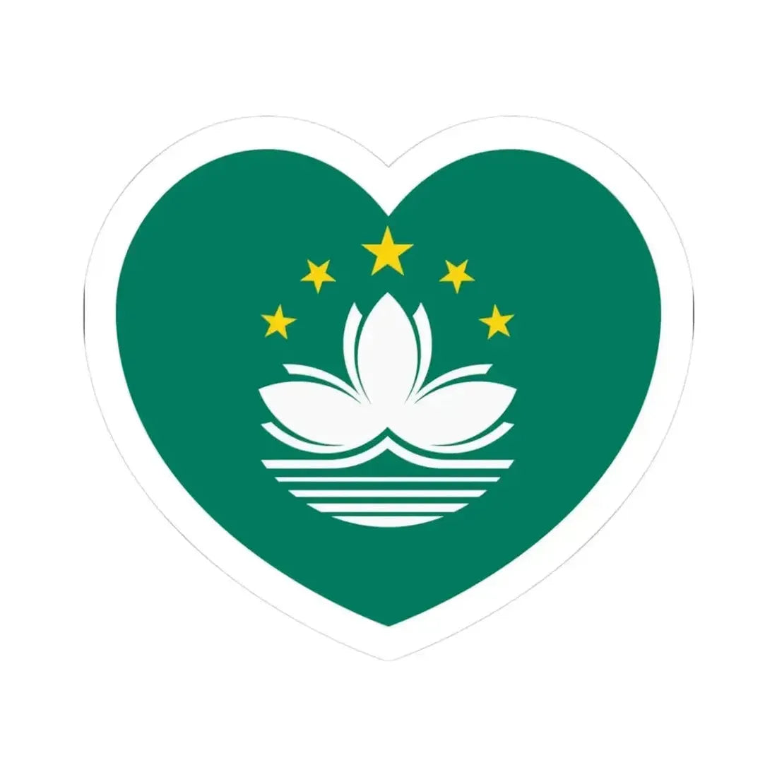 Heart Flag of Macau - STICKER Vinyl Kiss-Cut Decal 3 Inch White - The Sticker Space