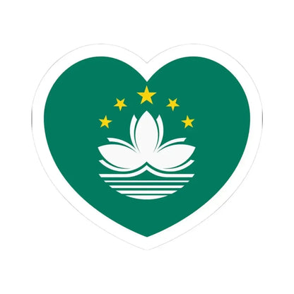 Heart Flag of Macau - STICKER Vinyl Kiss-Cut Decal 3 Inch White - The Sticker Space