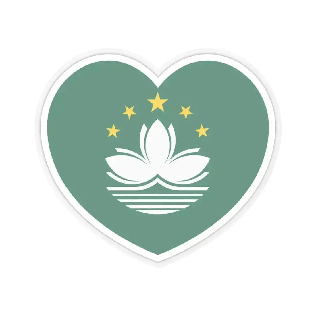 Heart Flag of Macau - STICKER Vinyl Kiss-Cut Decal 4 Inch Transparent - The Sticker Space
