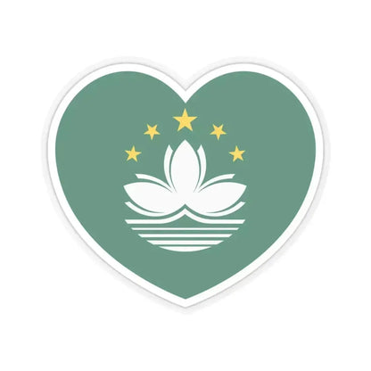 Heart Flag of Macau - STICKER Vinyl Kiss-Cut Decal 4 Inch Transparent - The Sticker Space