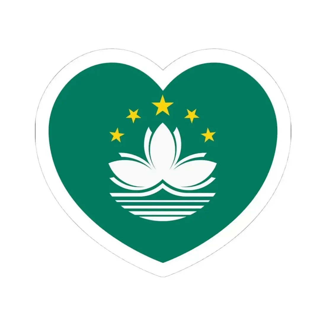 Heart Flag of Macau - STICKER Vinyl Kiss-Cut Decal 4 Inch White - The Sticker Space