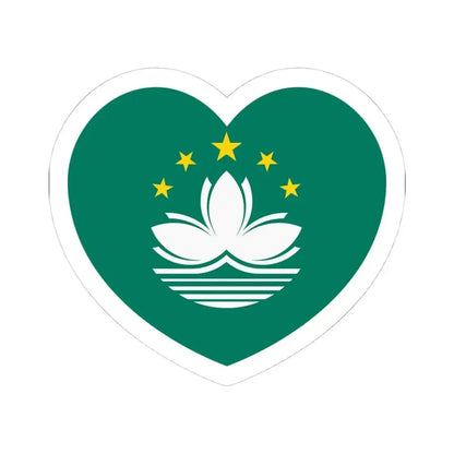 Heart Flag of Macau - STICKER Vinyl Kiss-Cut Decal 4 Inch White - The Sticker Space