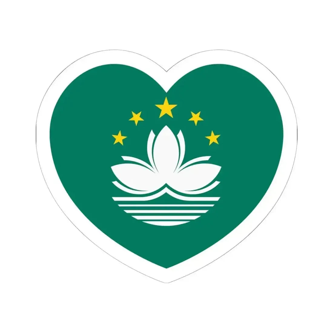 Heart Flag of Macau - STICKER Vinyl Kiss-Cut Decal 6 Inch White - The Sticker Space