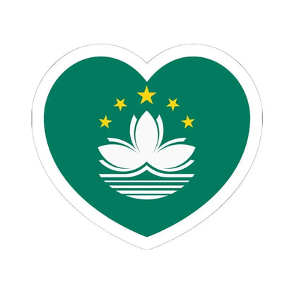 Heart Flag of Macau - STICKER Vinyl Kiss-Cut Decal 6 Inch White - The Sticker Space