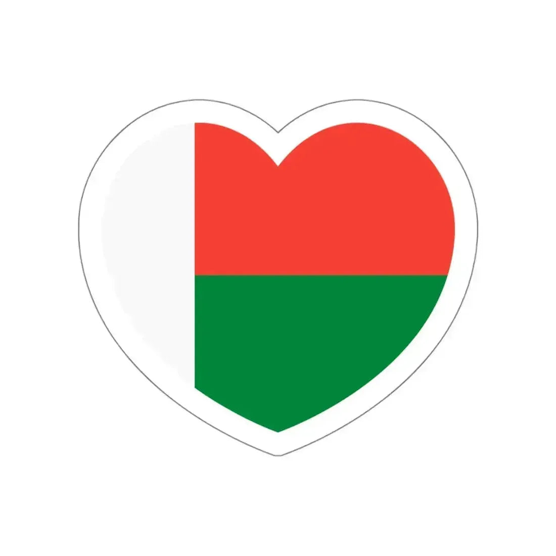Heart Flag of Madagascar - STICKER Vinyl Die-Cut Decal White Die-Cut 4 Inch - The Sticker Space