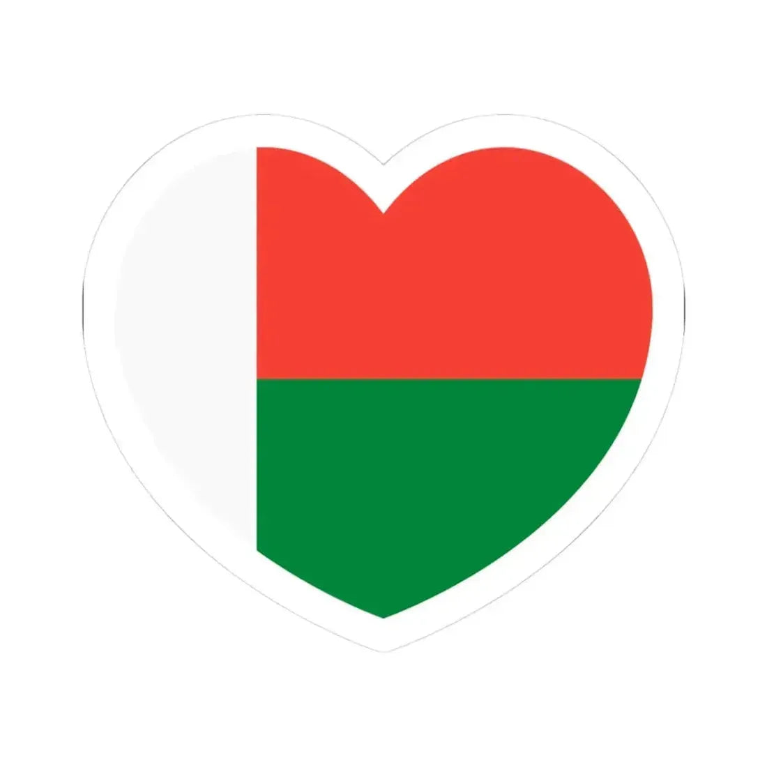 Heart Flag of Madagascar - STICKER Vinyl Kiss-Cut Decal 3 Inch White - The Sticker Space