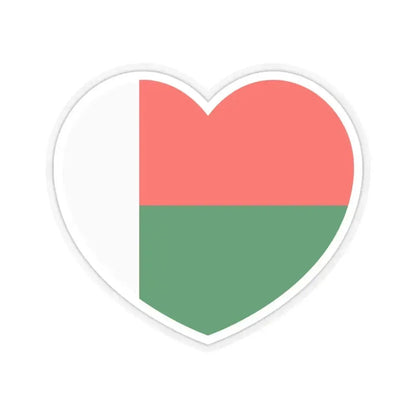 Heart Flag of Madagascar - STICKER Vinyl Kiss-Cut Decal 4 Inch Transparent - The Sticker Space