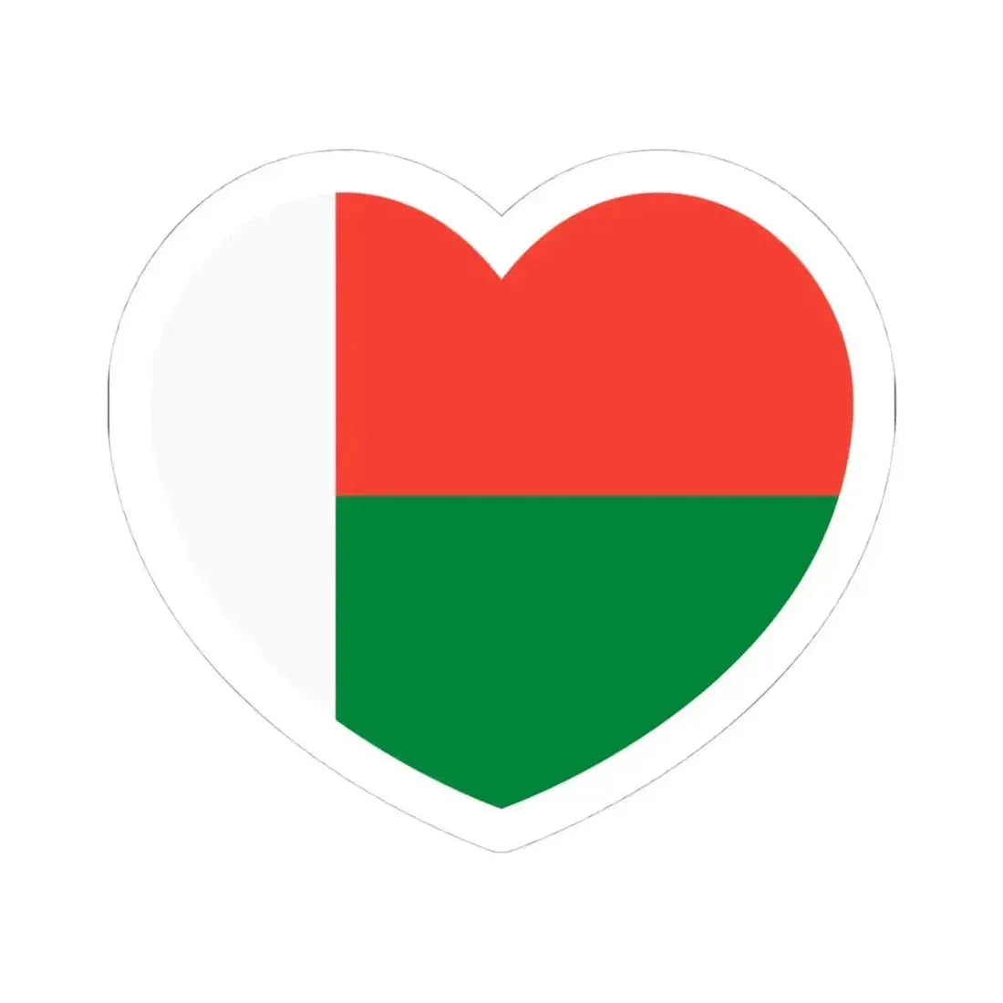 Heart Flag of Madagascar - STICKER Vinyl Kiss-Cut Decal 4 Inch White - The Sticker Space