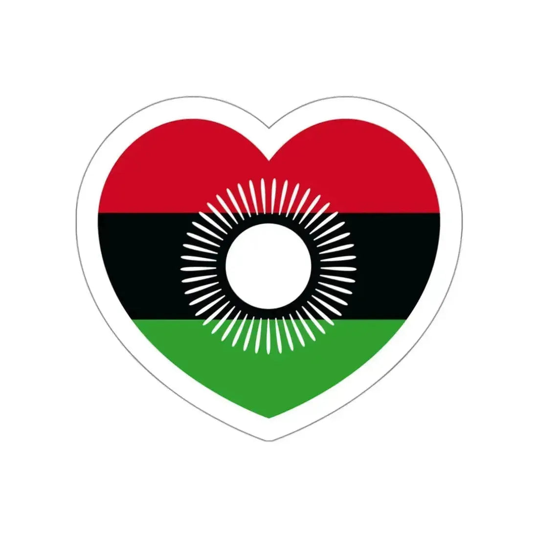 Heart Flag of Malawi 2010-2012 - STICKER Vinyl Die-Cut Decal White Die-Cut 3 Inch - The Sticker Space