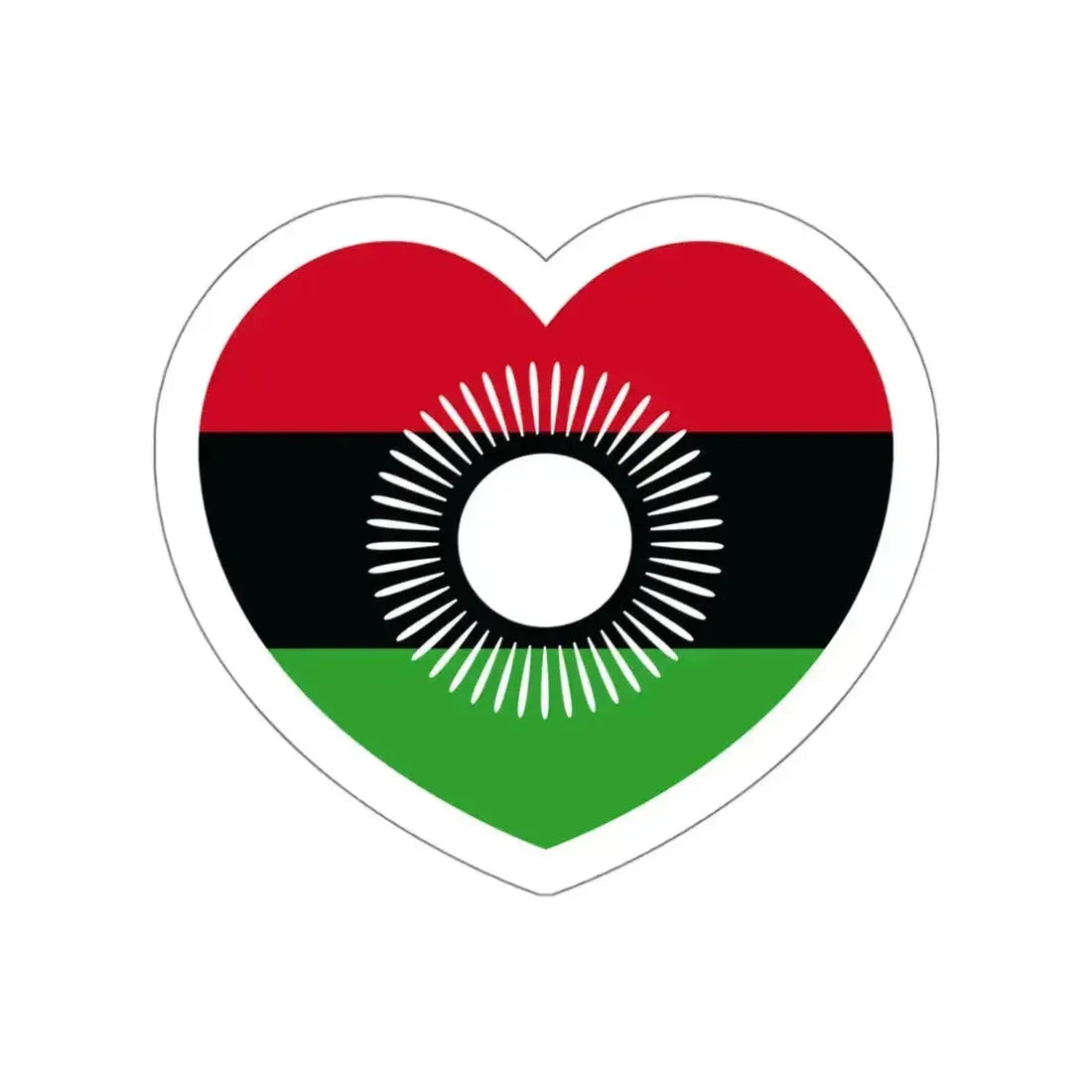 Heart Flag of Malawi 2010-2012 - STICKER Vinyl Die-Cut Decal White Die-Cut 5 Inch - The Sticker Space