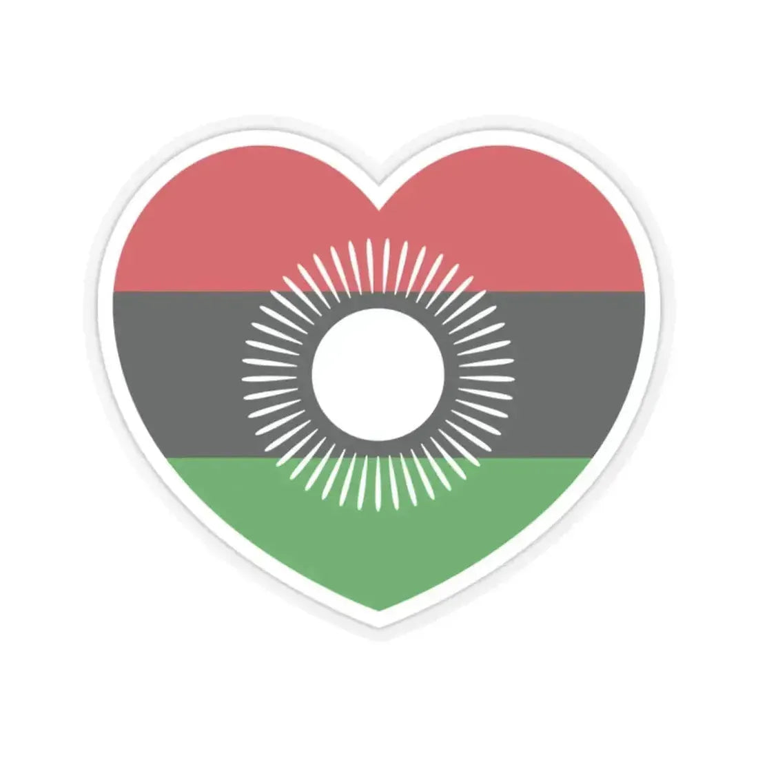 Heart Flag of Malawi 2010-2012 - STICKER Vinyl Kiss-Cut Decal 2 Inch Transparent - The Sticker Space