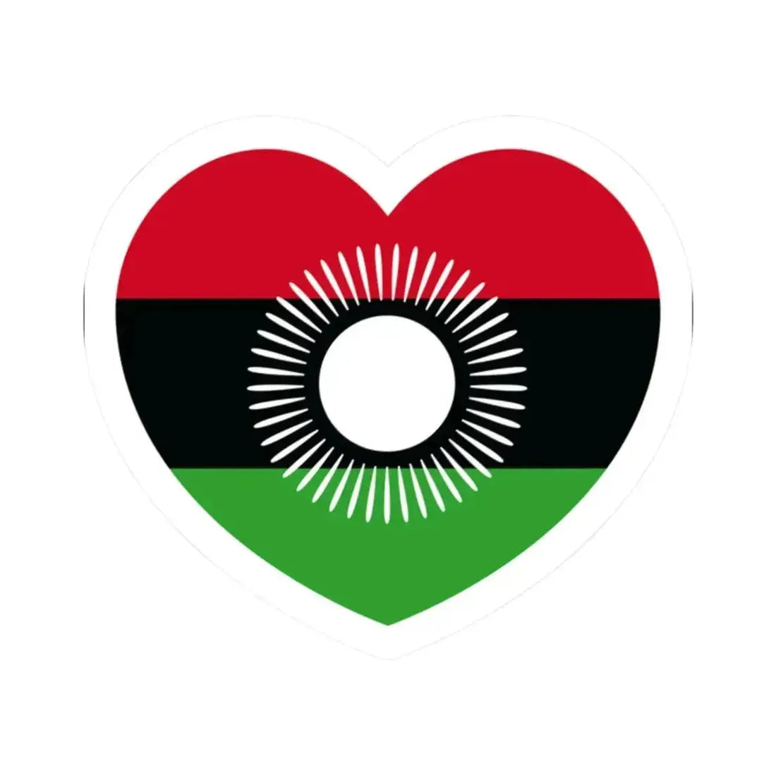Heart Flag of Malawi 2010-2012 - STICKER Vinyl Kiss-Cut Decal 2 Inch White - The Sticker Space