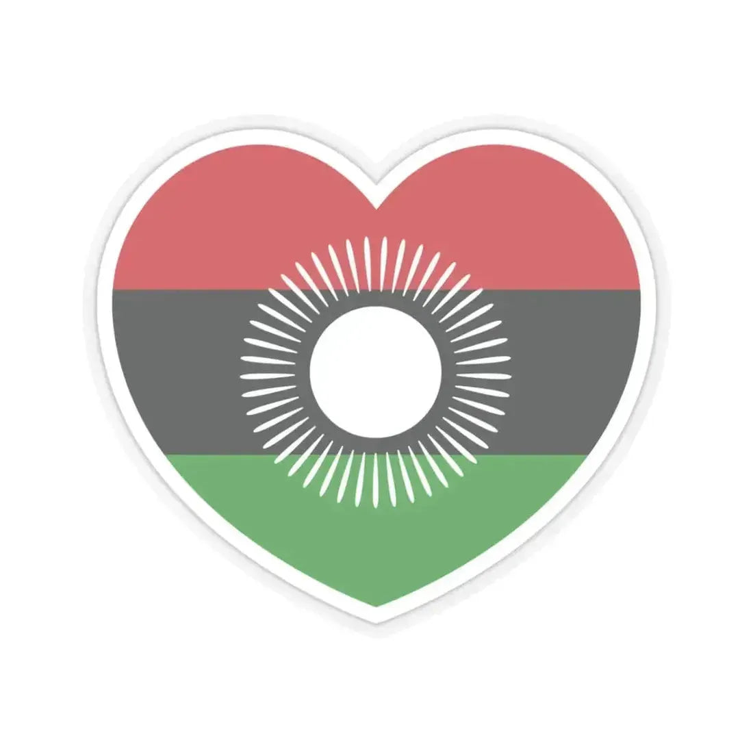 Heart Flag of Malawi 2010-2012 - STICKER Vinyl Kiss-Cut Decal 3 Inch Transparent - The Sticker Space