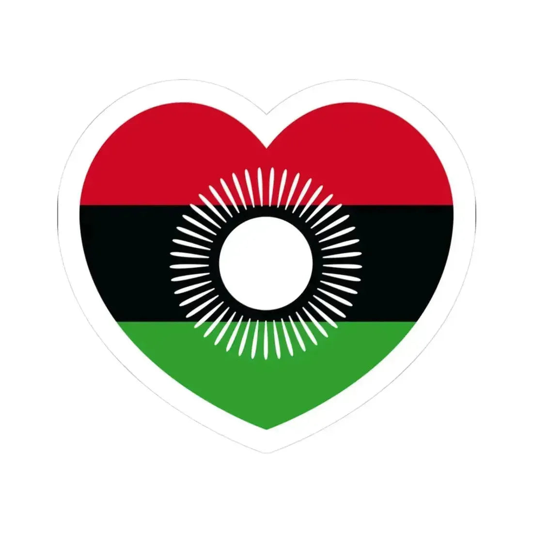 Heart Flag of Malawi 2010-2012 - STICKER Vinyl Kiss-Cut Decal 3 Inch White - The Sticker Space