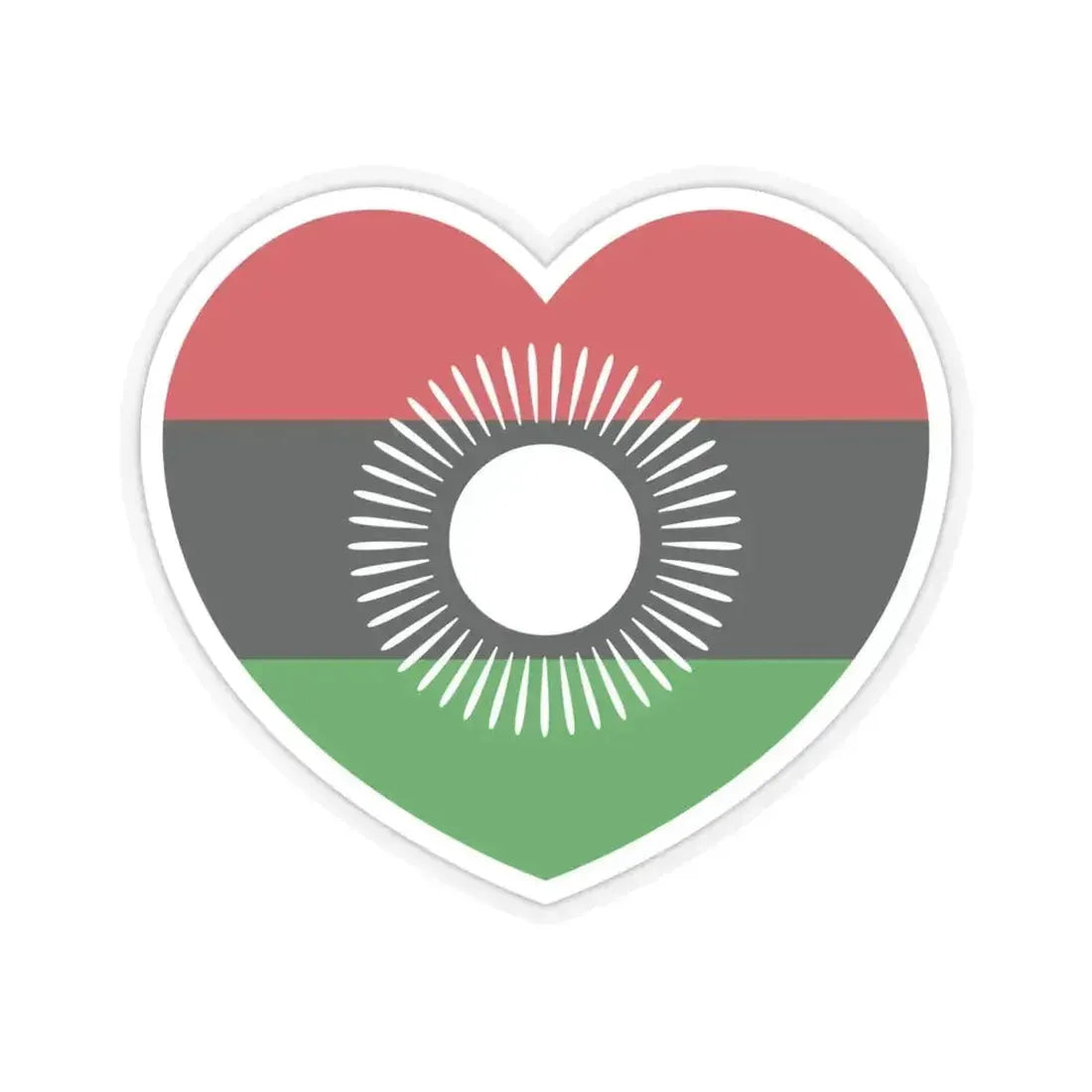 Heart Flag of Malawi 2010-2012 - STICKER Vinyl Kiss-Cut Decal 4 Inch Transparent - The Sticker Space
