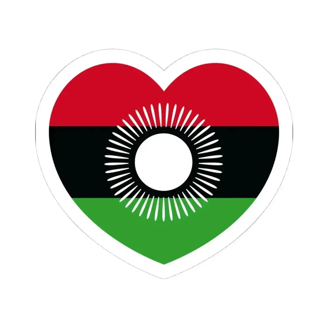 Heart Flag of Malawi 2010-2012 - STICKER Vinyl Kiss-Cut Decal 4 Inch White - The Sticker Space