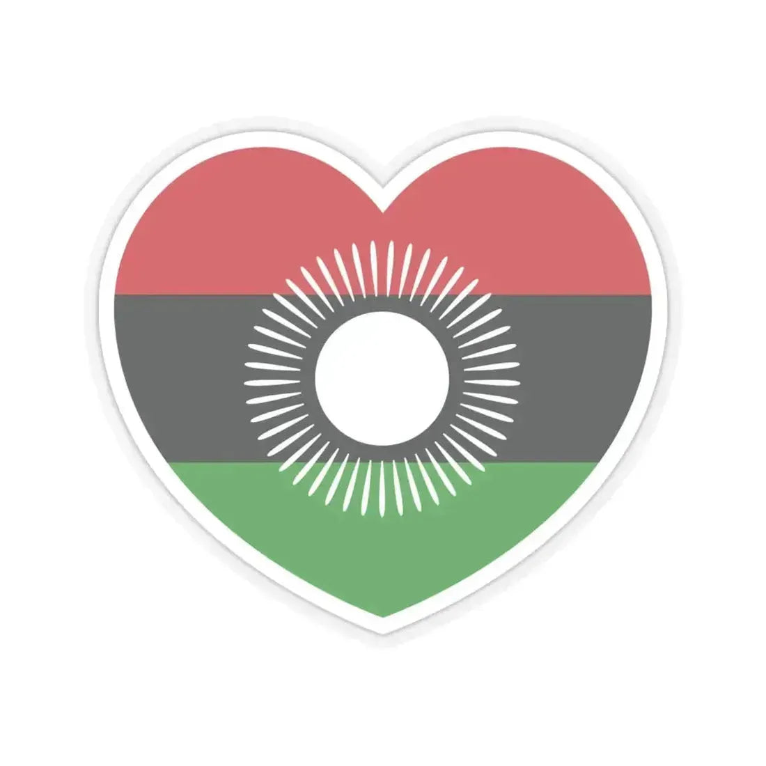 Heart Flag of Malawi 2010-2012 - STICKER Vinyl Kiss-Cut Decal 6 Inch Transparent - The Sticker Space