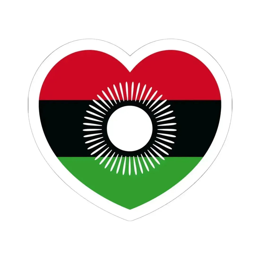Heart Flag of Malawi 2010-2012 - STICKER Vinyl Kiss-Cut Decal 6 Inch White - The Sticker Space