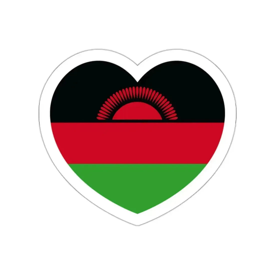 Heart Flag of Malawi - STICKER Vinyl Die-Cut Decal White Die-Cut 2 Inch - The Sticker Space
