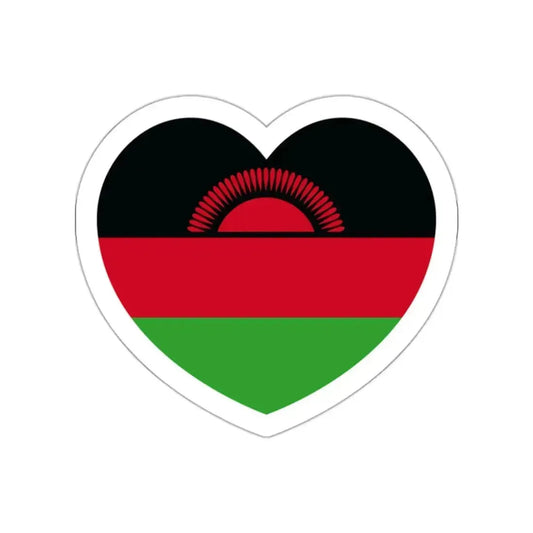 Heart Flag of Malawi - STICKER Vinyl Die-Cut Decal White Die-Cut 2 Inch - The Sticker Space