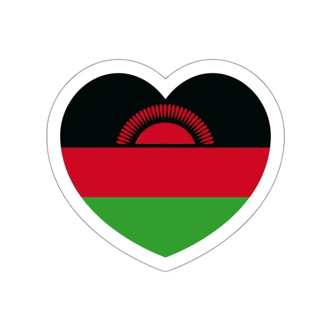 Heart Flag of Malawi - STICKER Vinyl Die-Cut Decal White Die-Cut 3 Inch - The Sticker Space