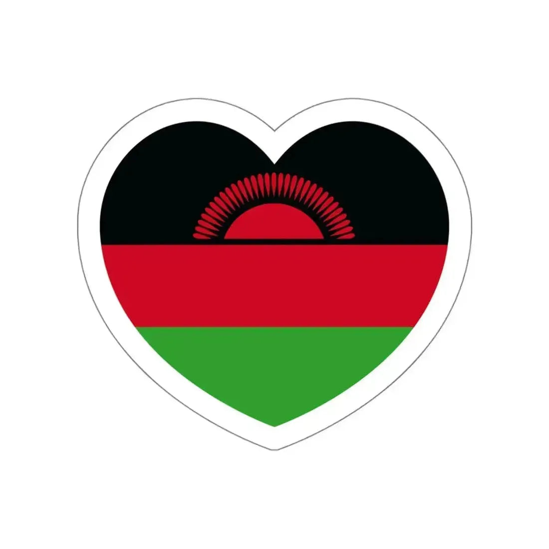 Heart Flag of Malawi - STICKER Vinyl Die-Cut Decal White Die-Cut 4 Inch - The Sticker Space