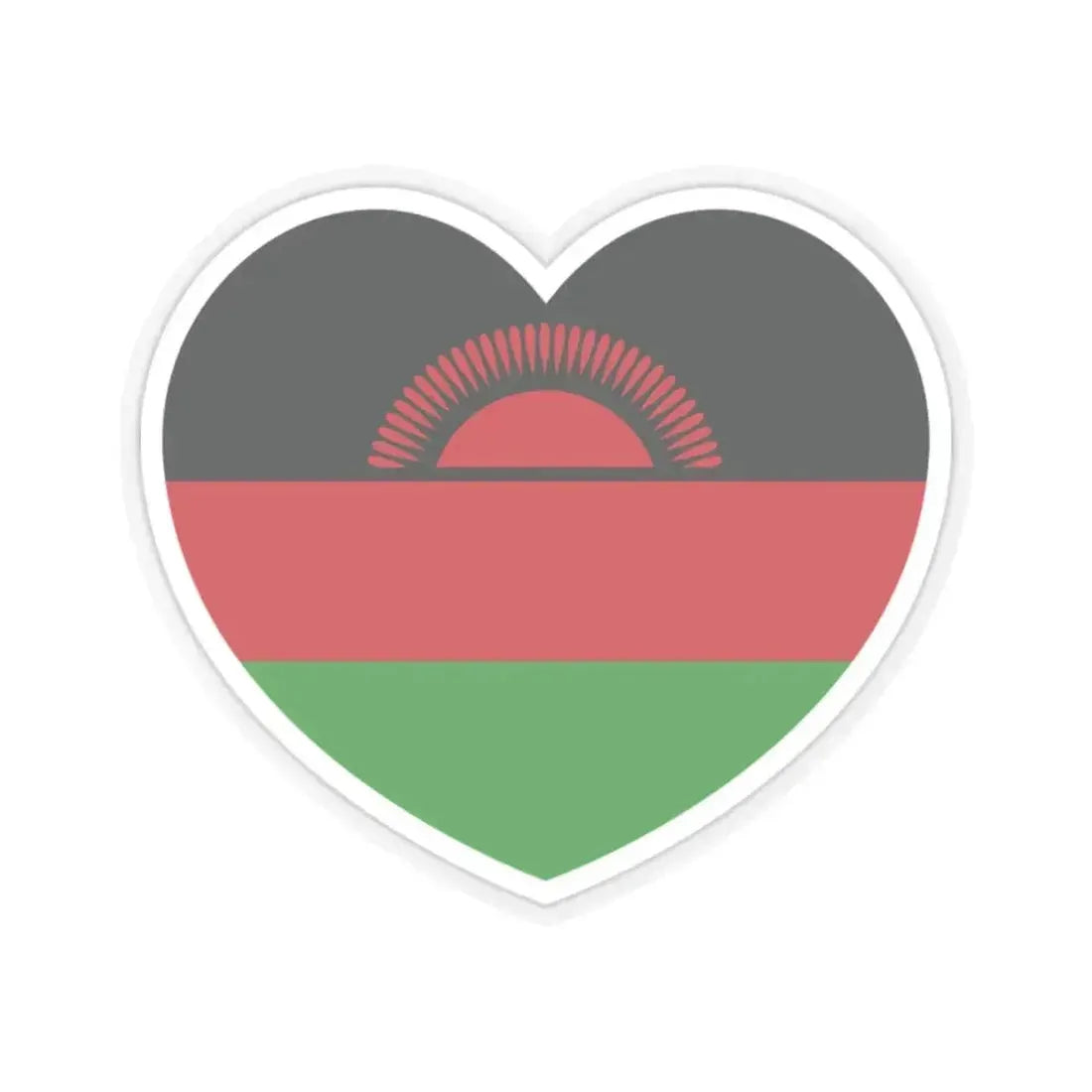 Heart Flag of Malawi - STICKER Vinyl Kiss-Cut Decal 2 Inch Transparent - The Sticker Space