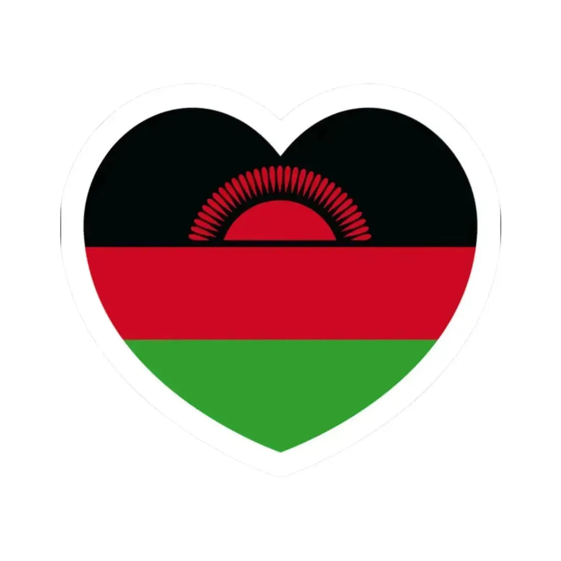 Heart Flag of Malawi - STICKER Vinyl Kiss-Cut Decal 2 Inch White - The Sticker Space