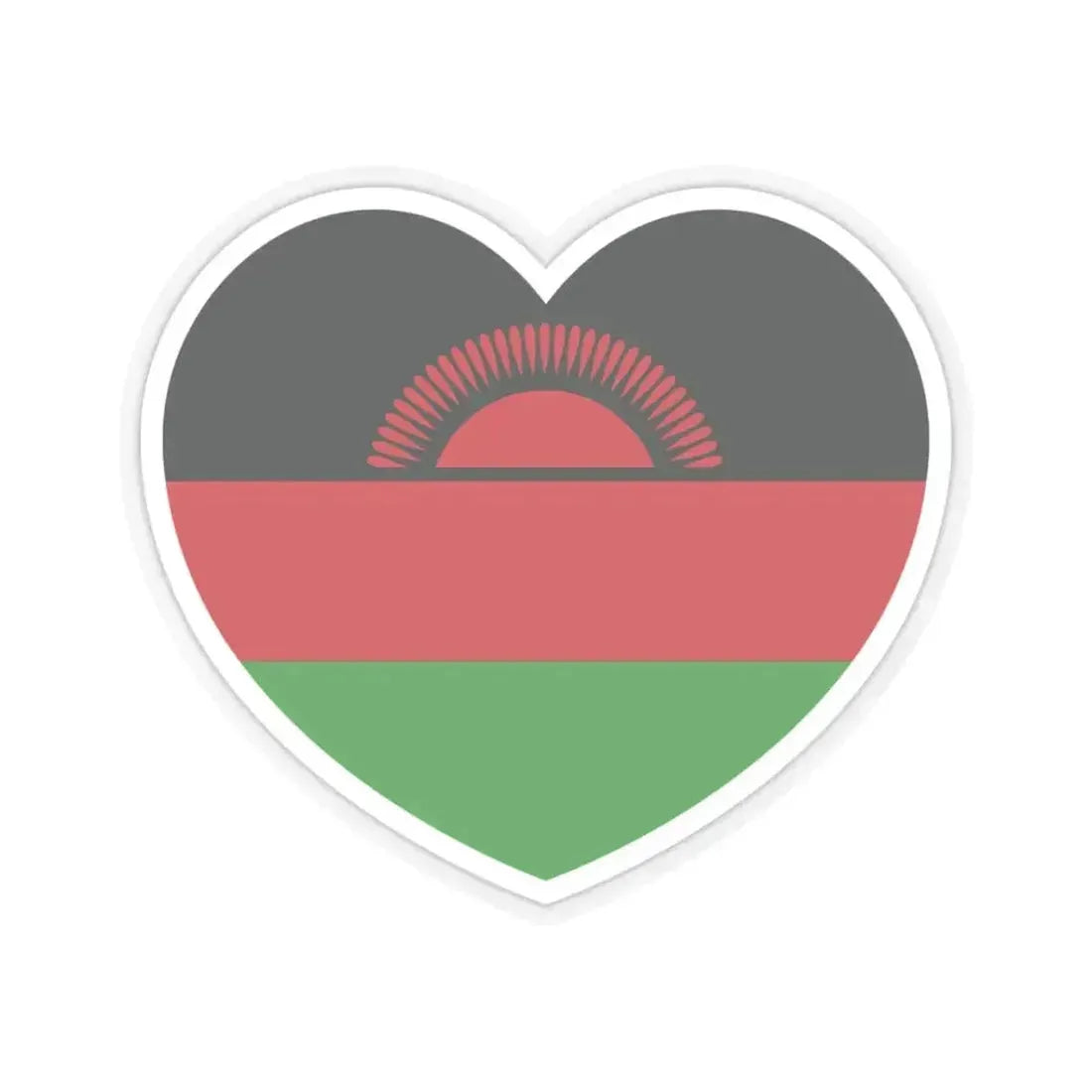 Heart Flag of Malawi - STICKER Vinyl Kiss-Cut Decal 3 Inch Transparent - The Sticker Space