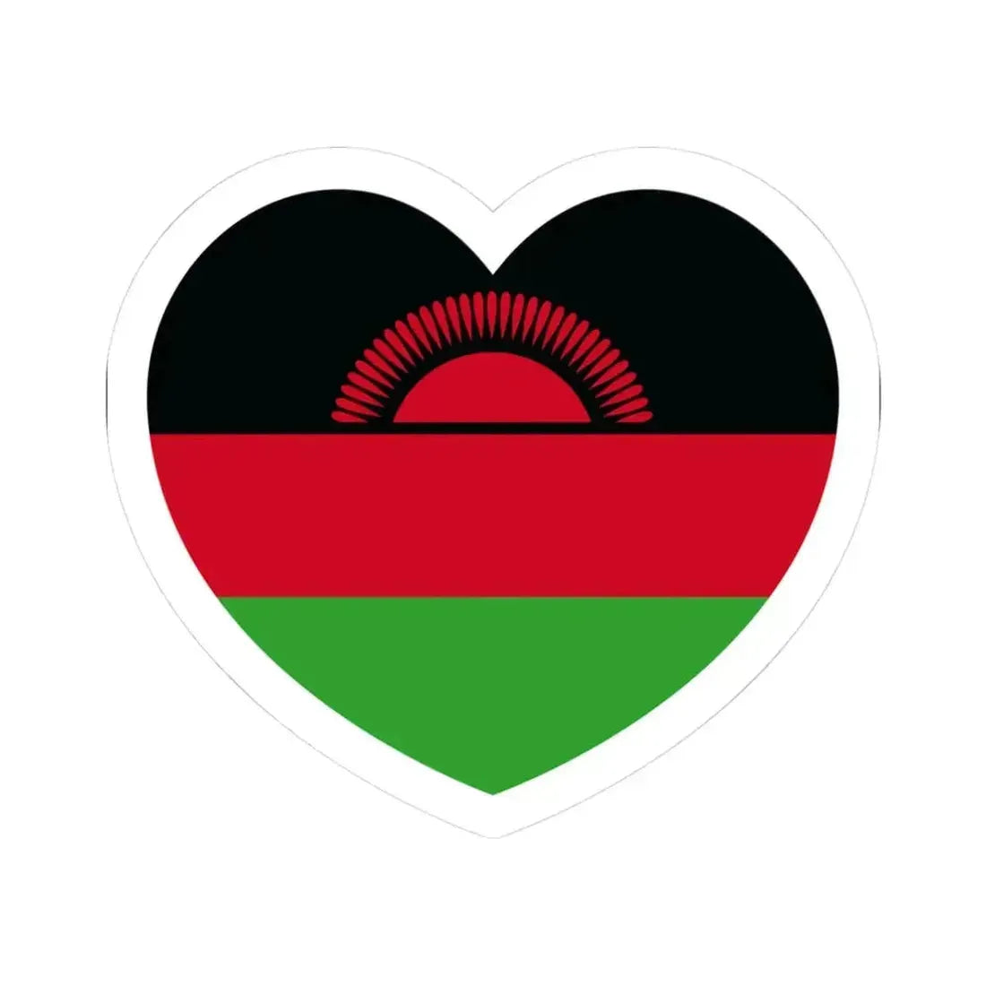Heart Flag of Malawi - STICKER Vinyl Kiss-Cut Decal 3 Inch White - The Sticker Space