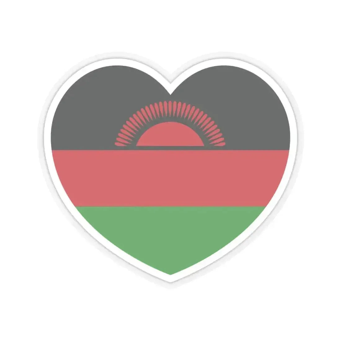 Heart Flag of Malawi - STICKER Vinyl Kiss-Cut Decal 4 Inch Transparent - The Sticker Space
