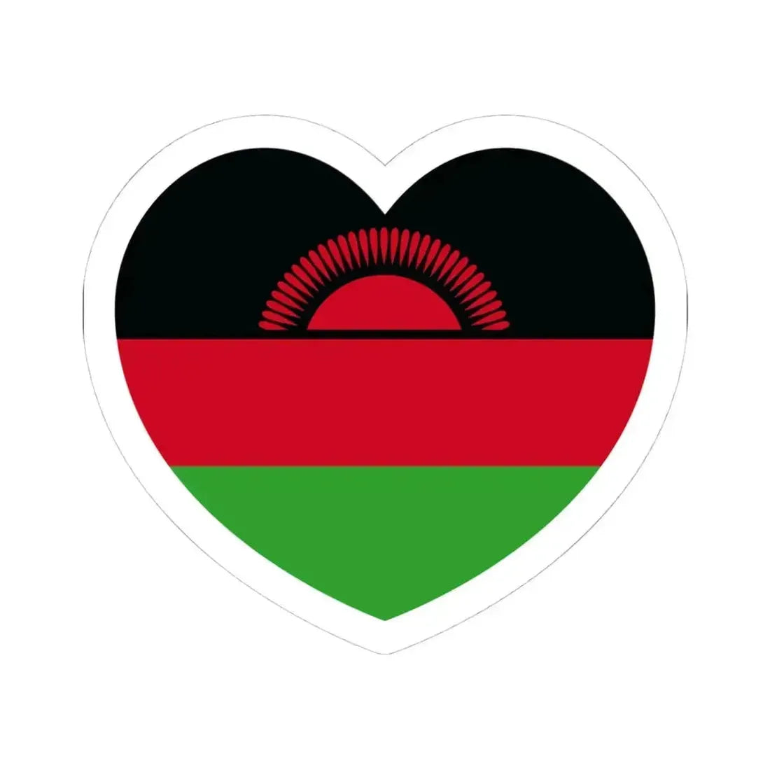 Heart Flag of Malawi - STICKER Vinyl Kiss-Cut Decal 4 Inch White - The Sticker Space