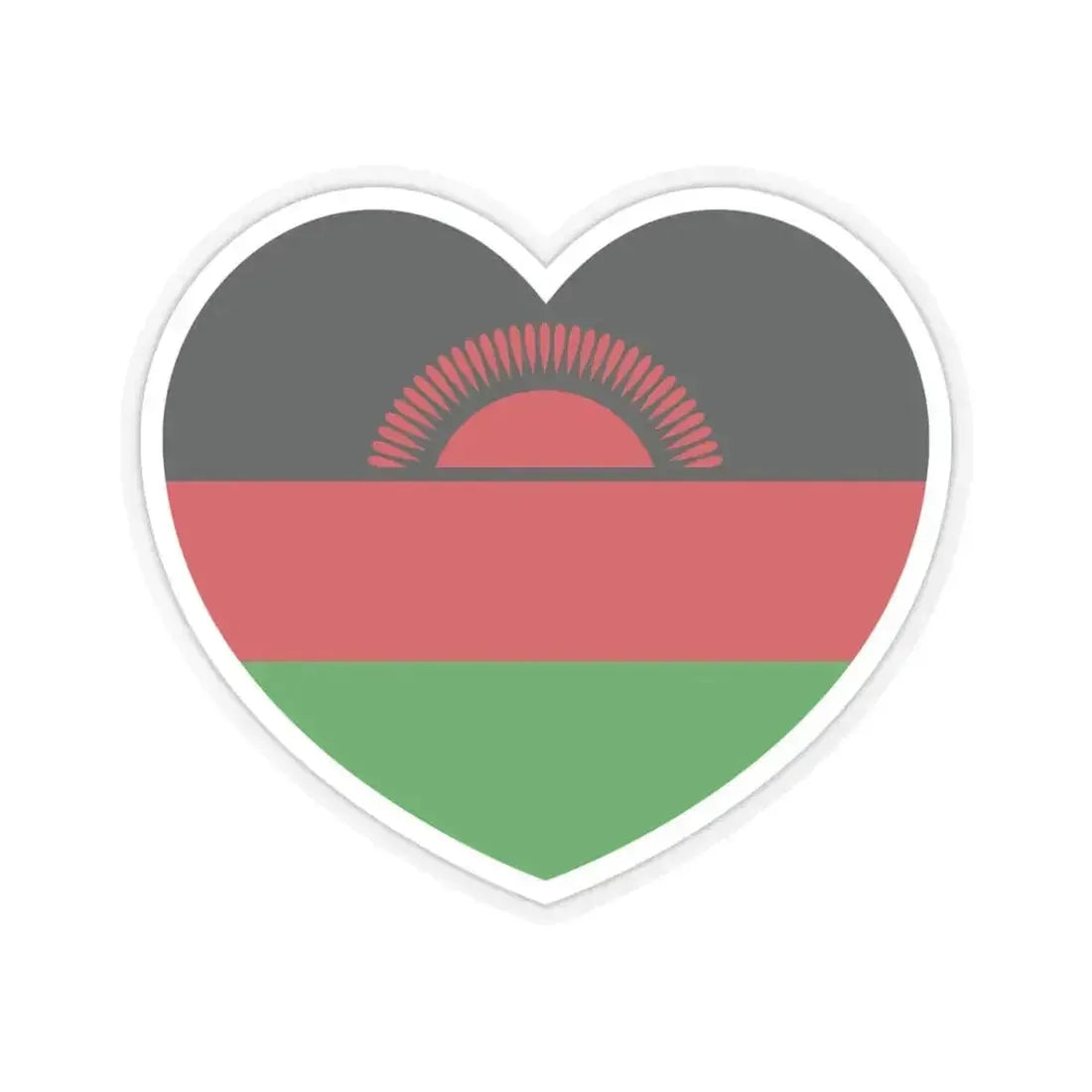 Heart Flag of Malawi - STICKER Vinyl Kiss-Cut Decal 6 Inch Transparent - The Sticker Space