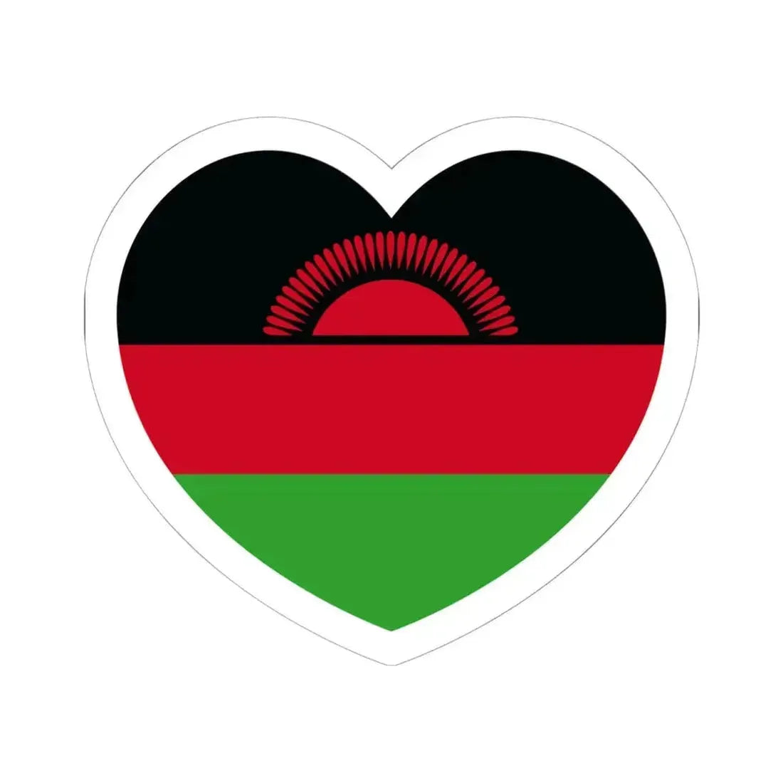 Heart Flag of Malawi - STICKER Vinyl Kiss-Cut Decal 6 Inch White - The Sticker Space
