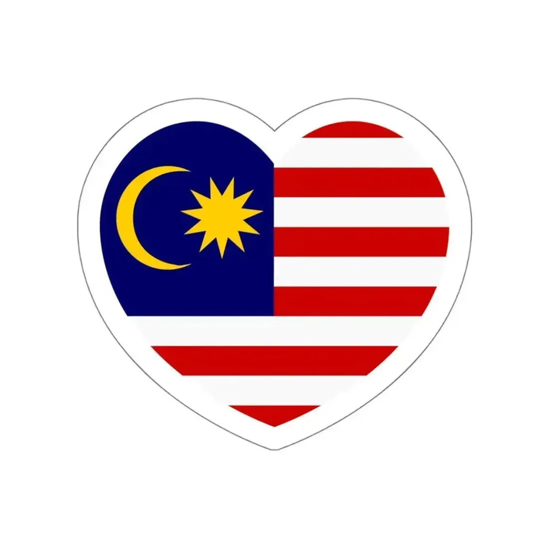 Heart Flag of Malaya - STICKER Vinyl Die-Cut Decal White Die-Cut 4 Inch - The Sticker Space