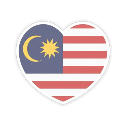 Heart Flag of Malaya - STICKER Vinyl Kiss-Cut Decal 3 Inch Transparent - The Sticker Space