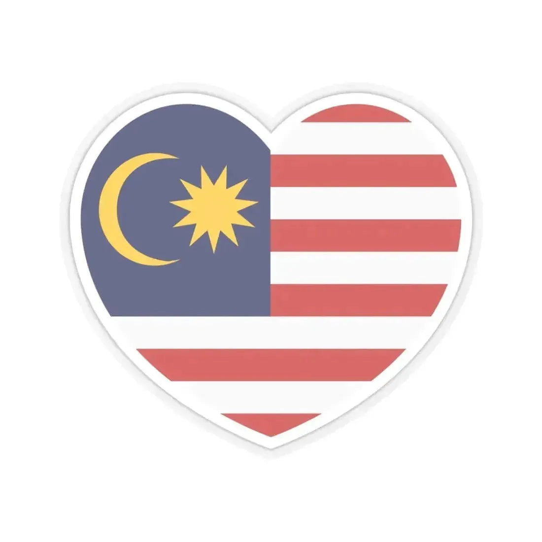 Heart Flag of Malaya - STICKER Vinyl Kiss-Cut Decal 4 Inch Transparent - The Sticker Space