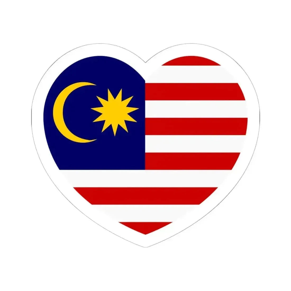 Heart Flag of Malaya - STICKER Vinyl Kiss-Cut Decal 6 Inch White - The Sticker Space