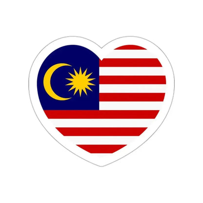 Heart Flag of Malaysia - STICKER Vinyl Die-Cut Decal White Die-Cut 2 Inch - The Sticker Space