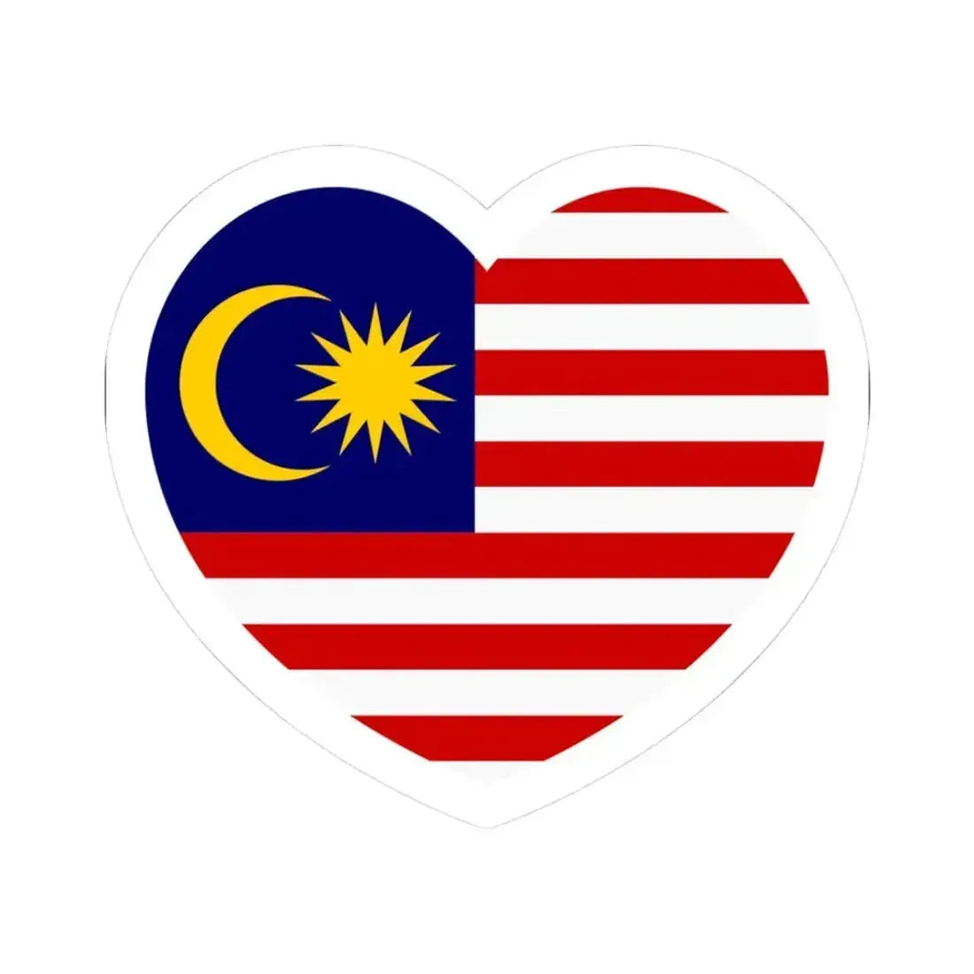Heart Flag of Malaysia - STICKER Vinyl Kiss-Cut Decal 3 Inch White - The Sticker Space