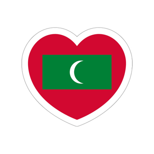 Heart Flag of Maldives - STICKER Vinyl Die-Cut Decal-White-The Sticker Space