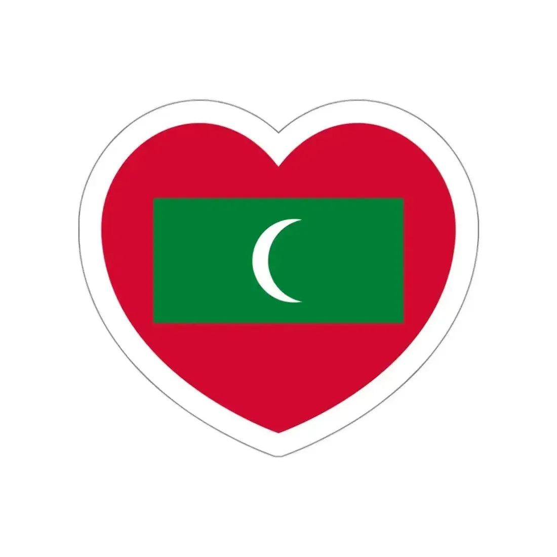 Heart Flag of Maldives - STICKER Vinyl Die-Cut Decal White Die-Cut 3 Inch - The Sticker Space