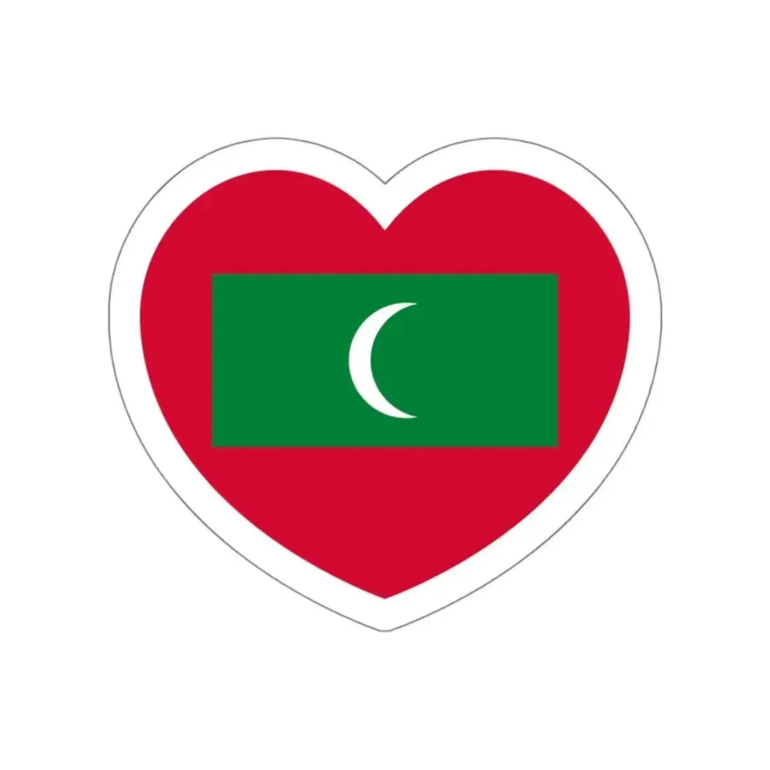 Heart Flag of Maldives - STICKER Vinyl Die-Cut Decal White Die-Cut 6 Inch - The Sticker Space
