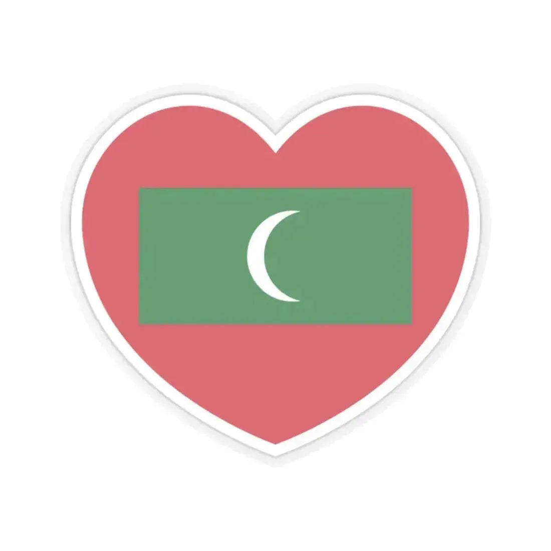 Heart Flag of Maldives - STICKER Vinyl Kiss-Cut Decal 2 Inch Transparent - The Sticker Space